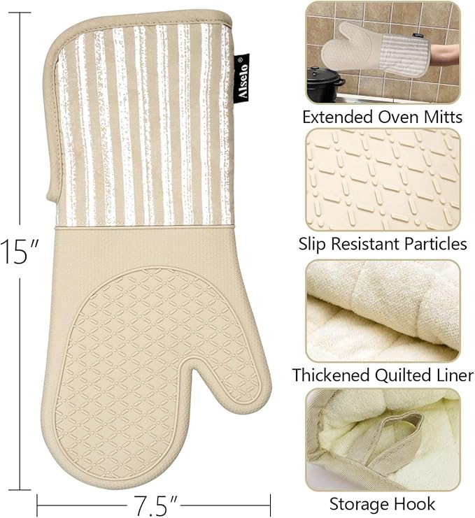 Alselo Silicone Oven Mitts Heat Resistant 932℉