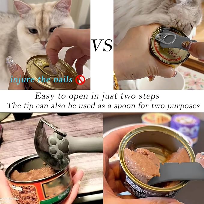 Food Can Spoon & Lids, One Multi-Functional Opener Spatula, Cute Paw Shape Spoon