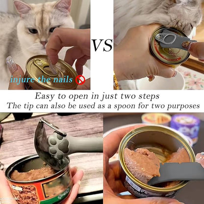 Food Can Spoon & Lids, One Multi-Functional Opener Spatula, Cute Paw Shape Spoon