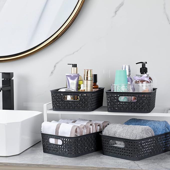 Plastic Storage Baskets, Small Pantry Organization and Storage Bins, Household