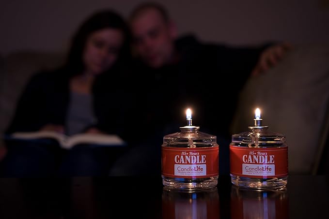 CandleLife Emergency Survival Candle (Set of 4) - 115 Hours Long Lasting Burning Time - Great Source of Light for Blackout, Camping, Fishing and Hunting - Smoke & Odor-Free | Clear Mist