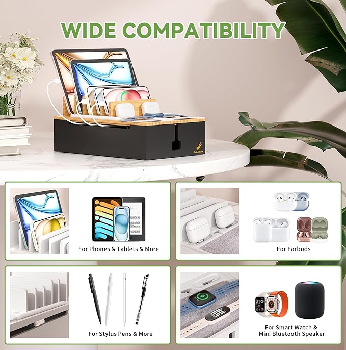 Pezin & Hulin Bamboo Charging Station, Electronic Devices Organizer