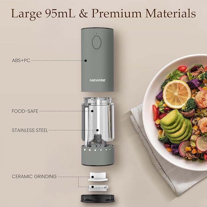 Newise Electric Salt and Pepper Grinder Set, Rechargeable
