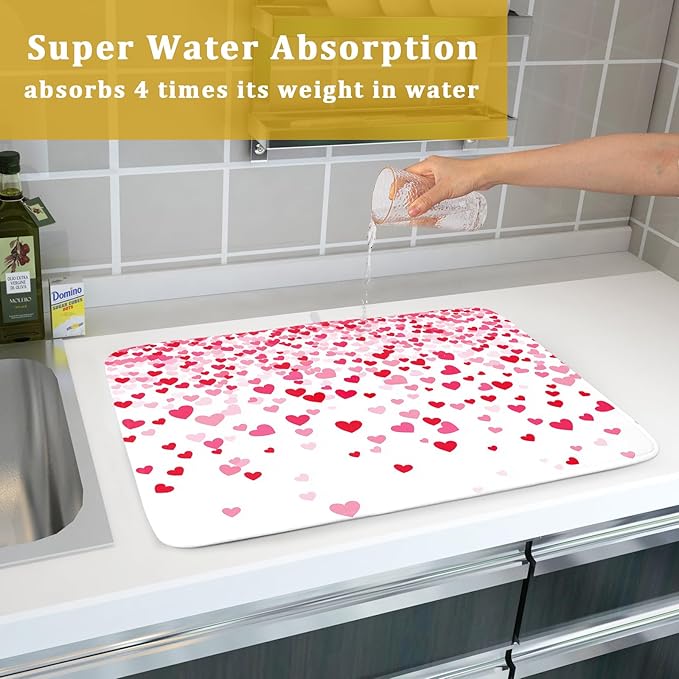Valentine's Day Dish Drying Mat