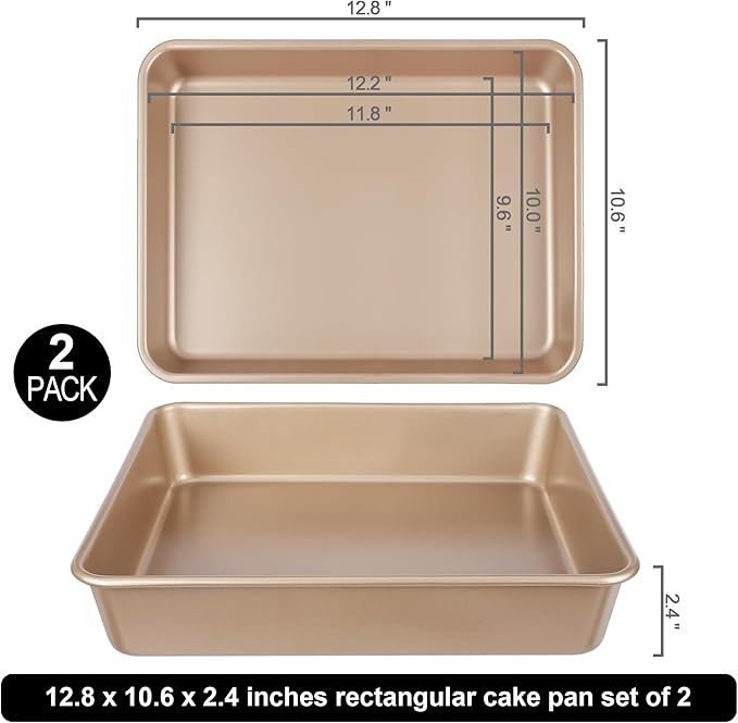 Baking Pan Set of 2, 12.5’’ X 10’’ X 2.4’’ Nonstick Sheet Cake Pan