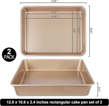 Baking Pan Set of 2, 12.5’’ X 10’’ X 2.4’’ Nonstick Sheet Cake Pan