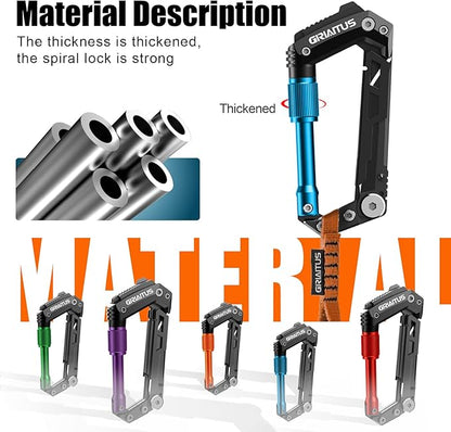Carabiner Multitool with Pocket Knives, EDC Carabiners, Serrated Knife, Rope Cutter, Screwdriver, Can Bottle Opener, Ruler, Folding Knife for Camping Hiking, Stocking Stuffers Gifts for Men (Blue)