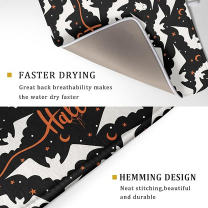 Halloween Drying Mats for Kitchen Counter 18”x24” Happy Halloween Spooky Bat