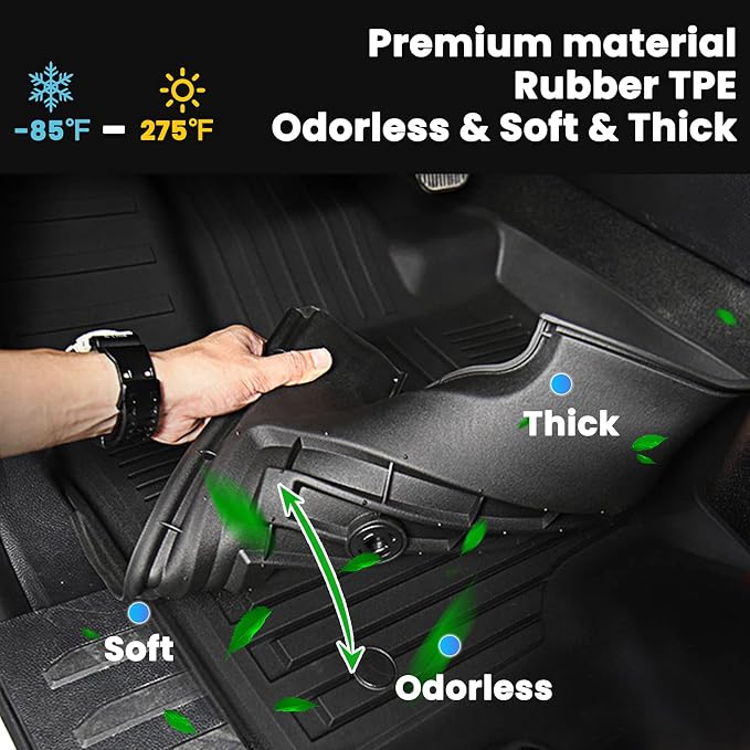 Auxko All Weather Floor Mats Cargo Mat Fit for Ford Bronco(Not Sport) 4Door 2026-2021 TPE Rubber Liners Set Bronco Accessories All Season Guard Odorless Anti-Slip Floor Mats Black