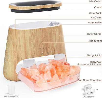 SALKING 2-in-1 Ultrasonic Essential Oil Diffuser & Himalayan Salt Lamp