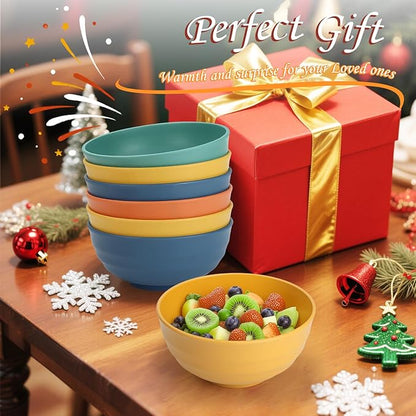 Homienly Large Bowls, 60 Oz Salad Bowls, Large Cereal Bowls, 8PCS Unbreakable Wheat Straw Serving Bowls for Pho, Popcorn, Soup & Oatmeal, Microwave & Dishwasher Safe for Kitchen, Camping (Multi)