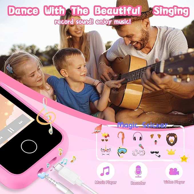 Kids Smart Phone Gifts Toys for Girls Boys Age 3-8,Toddler Learning Toys with Educational Games, 3 4 5 7 8 9 6 8 9 Year Old Girl Birthday Gift Ideas-Pink