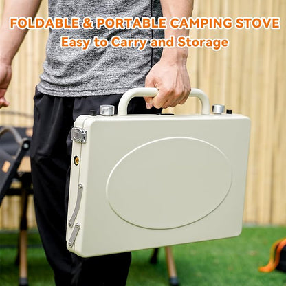 ONLYFIRE OUTDOOR LIVING Portable Camping stove 2-Burner, Propane Gas Stove with Foldable Legs, Camp Stove for Camping, Patio, Backyard, Picnic, Tailgating, RV, BBQ, GS331 Off-white