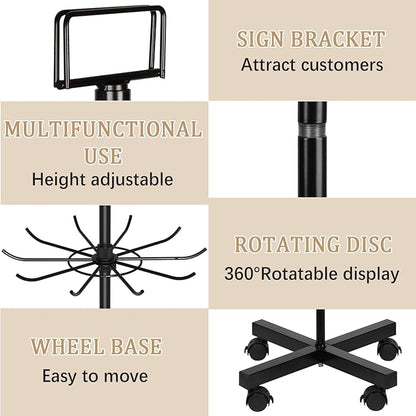 Exttlliy Retail Display Stand Store Display Rack 6 Tier Metal Spinning Display