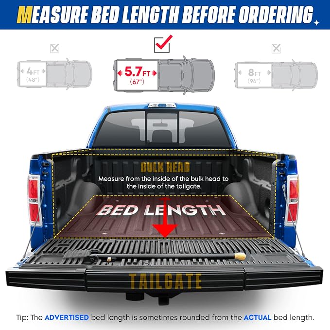 Soft Roll-up Truck Bed Tonneau Cover for 2019-2025 Ram 1500 New Body (Excl. Classic), Fleetside 5.7 ft 67 in Bed Without rambox