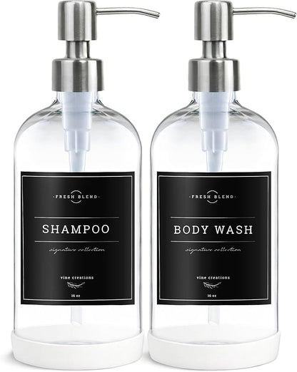 Vine Creations Clear Glass Soap Dispenser, 2 Pack Kitchen Soap Dispenser Set