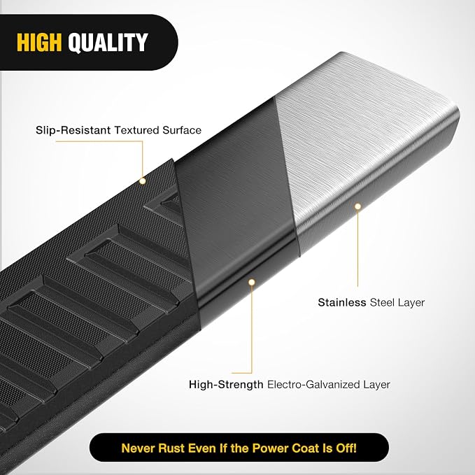 Nilight Running Boards for Ford F-150 2004-2014 Extended Super Cab 6 Inch Side Step Nerf Bars Stainless Steel Black