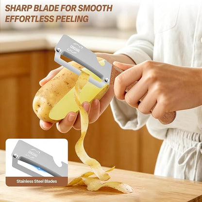Multi-Functional Vegetable Peeler – Comfortable Wooden Handle