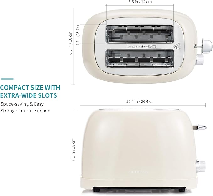 Ultrean Toaster 2 Slice with Extra-Wide Slot