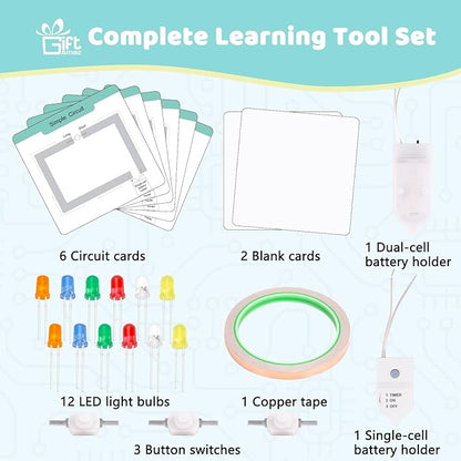 Paper Circuits Kit for Kids, STEM Electric Circuit Kit, Child-Friendly Paper Circuit Board, Led Light Diodes, Copper Foil Tape, Educational STEM Toys Science Experiments Kit for Kids 8-12