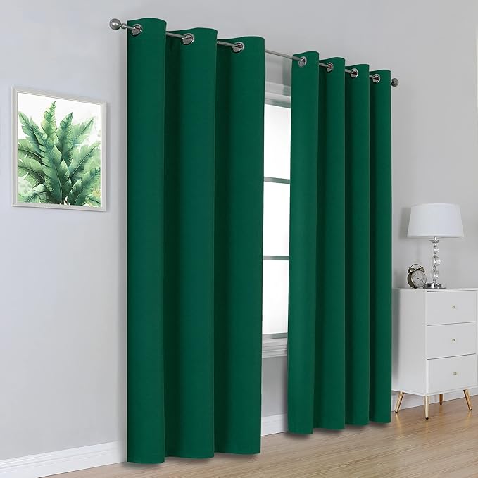 DUALIFE Christmas Green Blackout Curtains