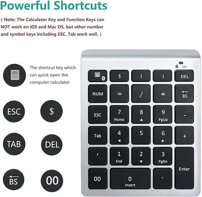 Lekvey Bluetooth Number Pad, 10 Keys Numeric Keypad Portable Wireless Bluetooth