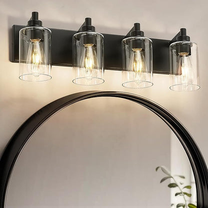 METWET 4-Light Bathroom Light Fixtures, Modern Vanity Lighting Fixtures Over