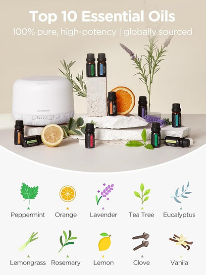 InnoGear Aromatherapy Diffuser & 10 Essential Oils Set, 500ml Essential Oil