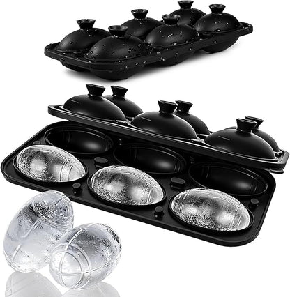 Silicone Large Ice Cube Tray, 6 Big Football Ice Cube Trays