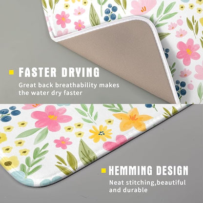 Spring Dish Drying Mat for Kitchen Counter Cute Floral Summer Holiday
