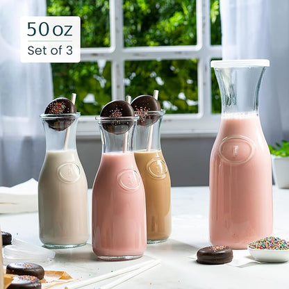 Glass Carafe Pitchers, by Kook, Large Carafe