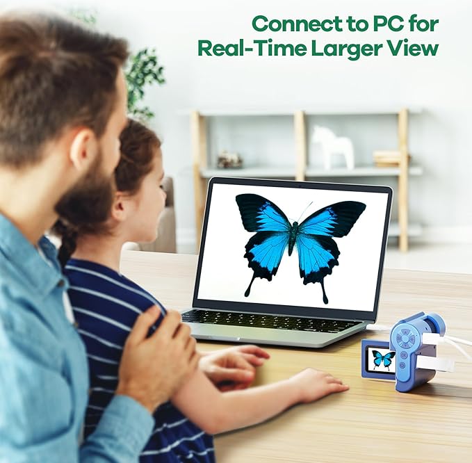 HP20 IPS Microscope for Kids: [3-in-1] [Easy and Fun] 2" Portable Handheld Microscope Miniscope, Pocket Mini Scope Educational Science Kit, Christmas Birthday Gifts for Kids, 32GB, Blue