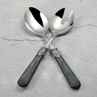 2-piece Salad Servers Stainless Steel Salad Serving Set Salad Fork and Spoon (Grey)