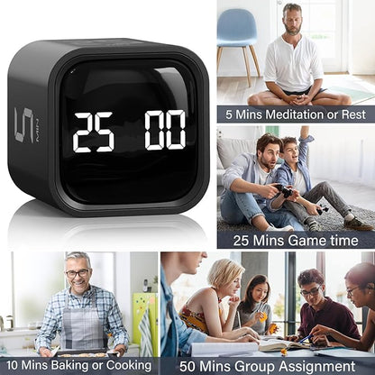 Rotating Pomodoro Timer 5, 10 50 Minutes Preset, Desk Productivity Flip Timer