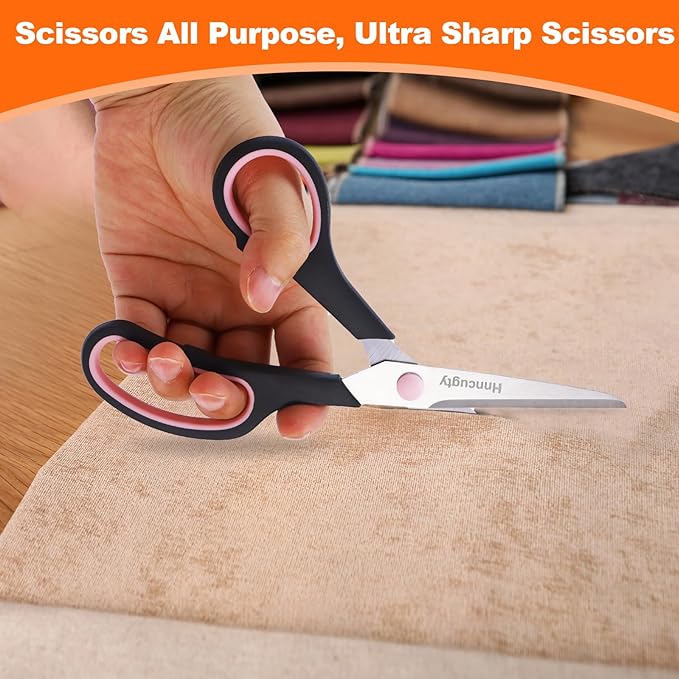 Scissors for Office School Supplies, Hnncugty 8" Scissors All Purpose Bulk Set