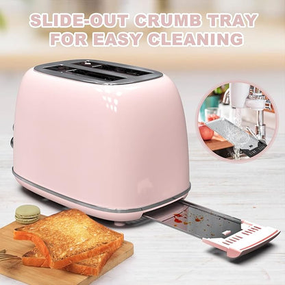 Toaster 2 slice, Retro Stainless Steel Toaster
