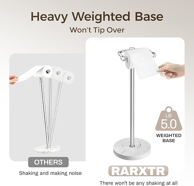 RARXTR Toilet Paper Holder Stand, Bathroom Free Standing Toilet Paper Stand