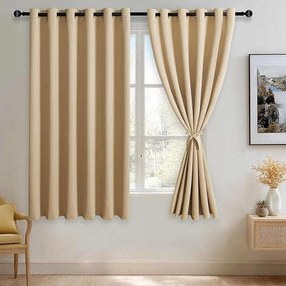 JIUZHEN Beige Blackout Curtains