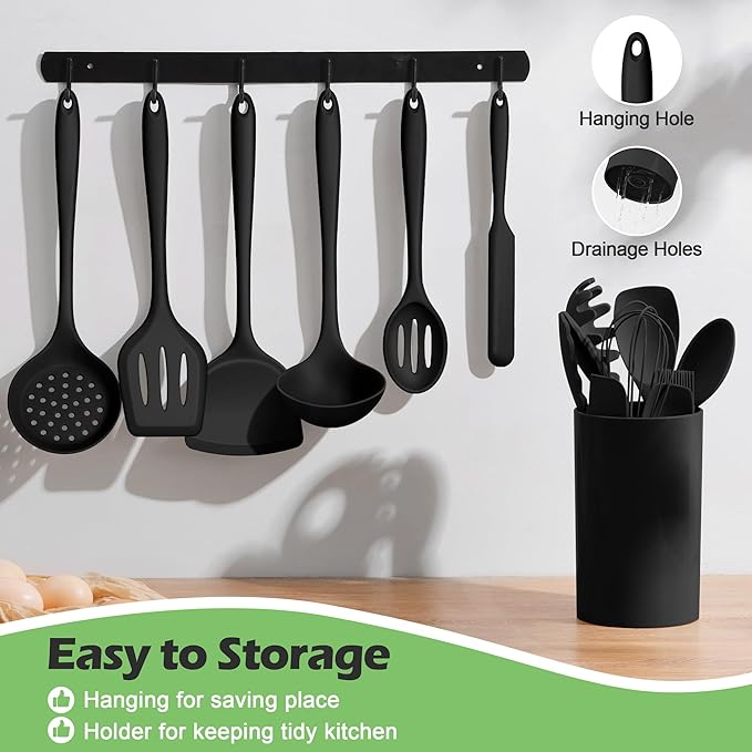 Silicone Cooking Utensil Set, Homikit 15pcs Kitchen Utensils