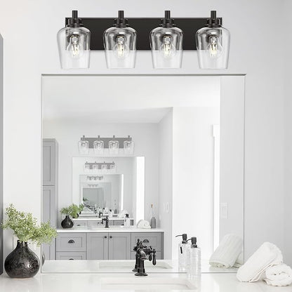 METWET Bathroom Light Fixtures, 4-Light Modern Vanity Light
