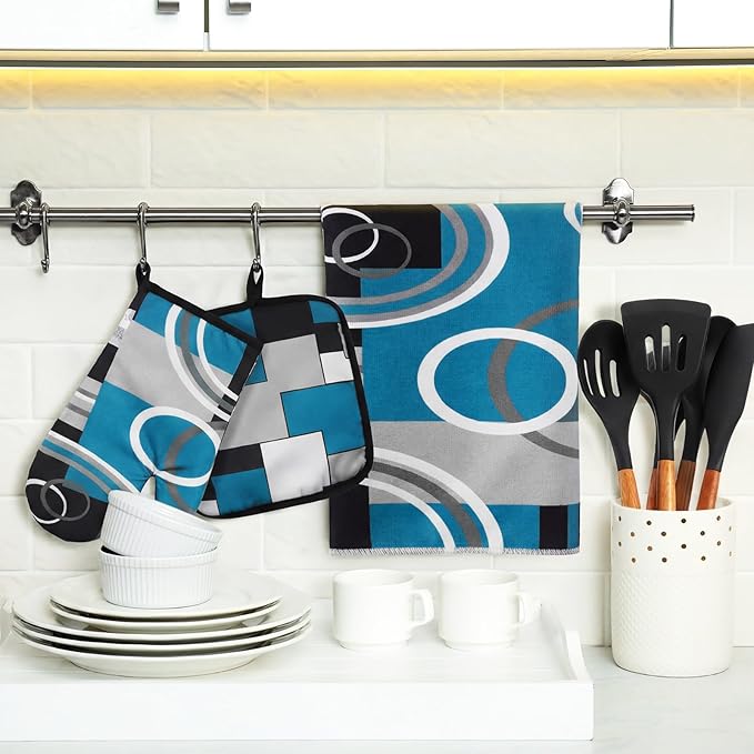 Jingmore 6 Pcs Kitchen Decor Set Accessory Farmhouse Kitchen Towels Pot Holders