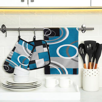 Jingmore 6 Pcs Kitchen Decor Set Accessory Farmhouse Kitchen Towels Pot Holders