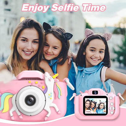 Goopow Kids Camera Toys for 3-8 Year Old Girls Boys,Children Digital Video Camcorder Camera with Cartoon Soft Cover, Best Chritmas Birthday Festival Gift for Kids - 32G SD Card Included