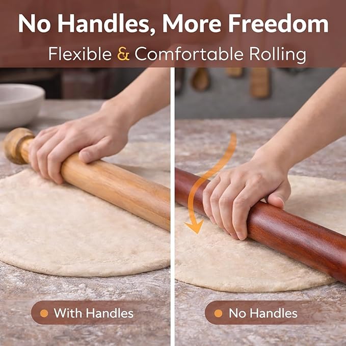 16.5 Inch French Rolling Pin, Wooden Dough Roller