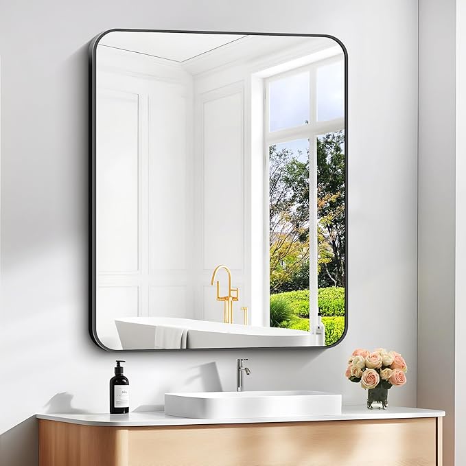 30" x 36"Bathroom Mirror, Matte Black Wall Mirror