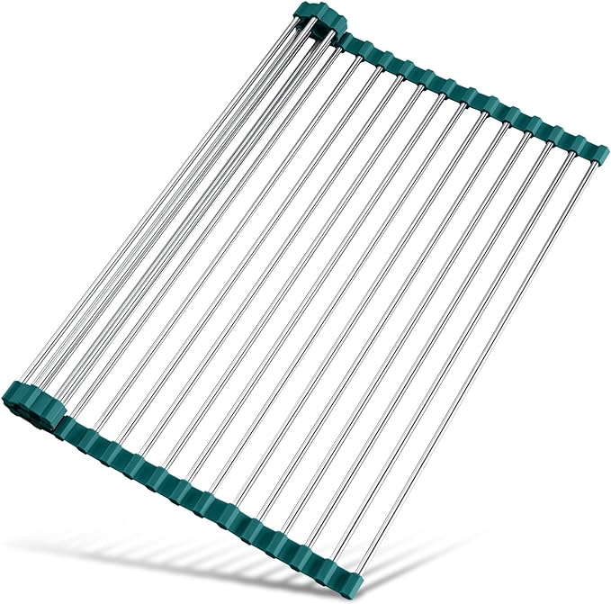 Tomorotec Stainless Steel Roll Up Dish Drying Rack, Foldable Over The Sink