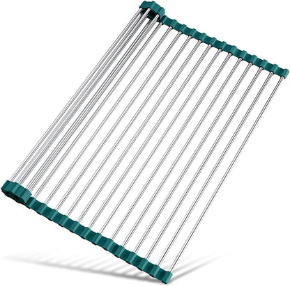 Tomorotec Stainless Steel Roll Up Dish Drying Rack, Foldable Over The Sink