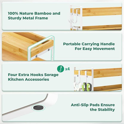 EsLuker.ly Spice Seasoning Rack Organizer Kitchen Countertop, 4 Tier Bamboo