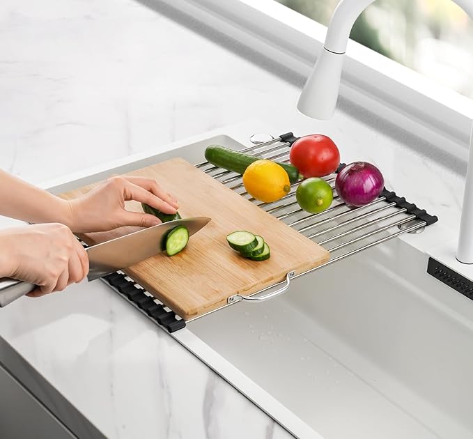 Tomorotec 17.7" x 12.5" Roll Up Dish Drying Rack Over Sink Drying Rack Sink