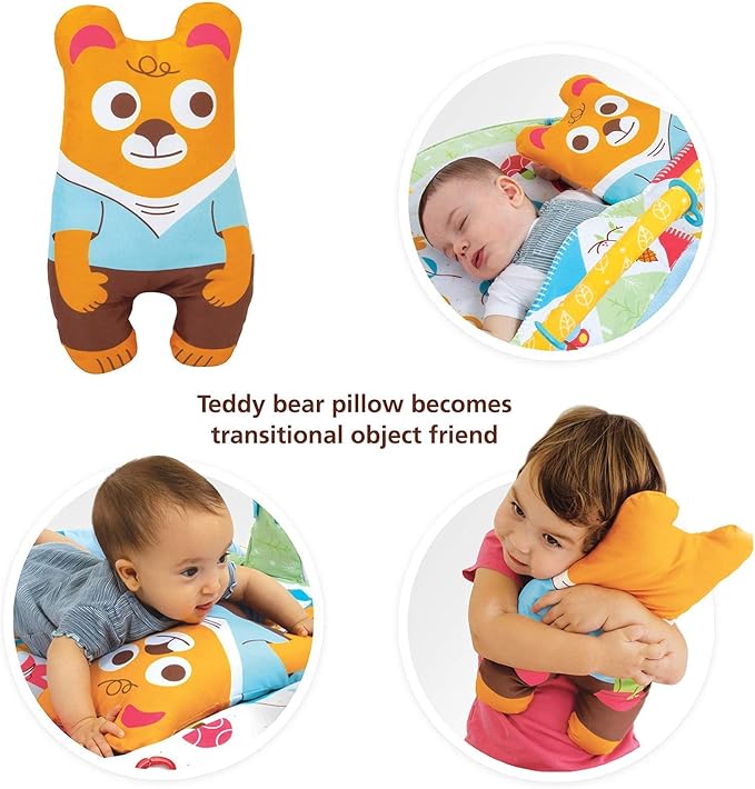 Yookidoo Baby Gym Play 'N’ Nap. 3-in-1 Activity Playmat with Foldable Infant Blanket. Tummy Time Pillow & Mirror, Sensory Toys and Newborn Rattle for 0-12 Months.